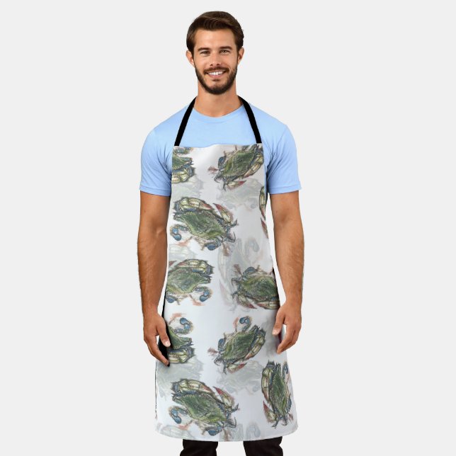 Blue Crab Pattern Apron (Worn)