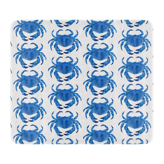 Blue Crab Pattern Cutting Board (Front)
