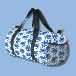 Blue Crab Pattern Duffle Bag