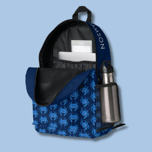 Blue Crab Pattern Name Printed Backpack