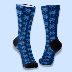 Blue Crab Pattern Socks