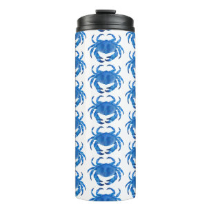 Blue Crab Pattern Thermal Tumbler