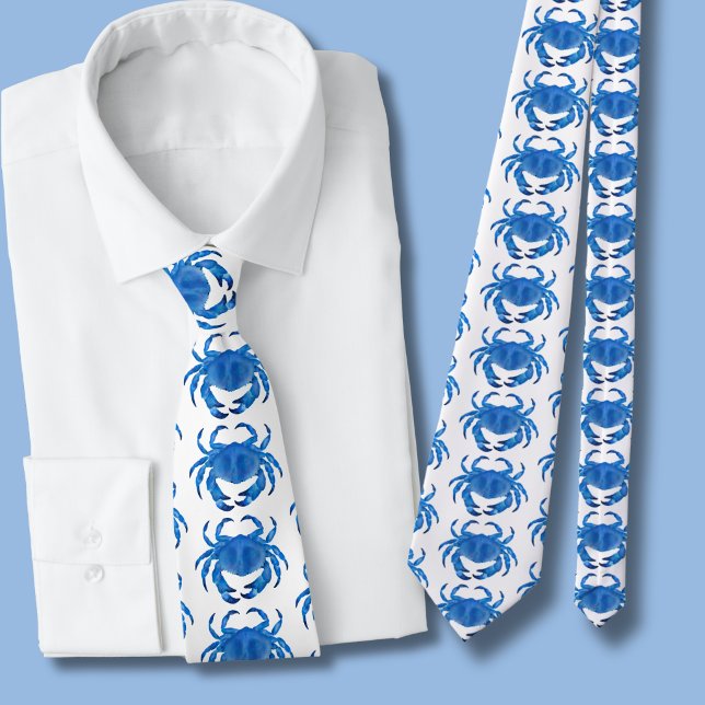 Blue Crab Pattern Tie (Blue crab tie)