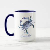 Blue Crab Personalised Beach Theme Coffee