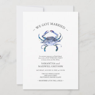 Blue Crab Post Beach Wedding Party Invitation