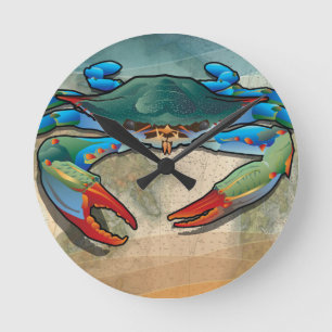 Blue Crab Round Clock