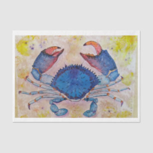 Blue Crab Salty Sidewalker Art by Elizabeth Rober  Tissue Paper