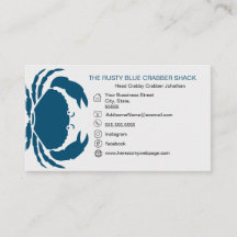 Blue Crab Seafood Black White Simple Nautical