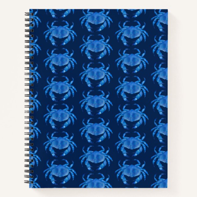 Blue Crab Seaside Ocean pattern Notebook (Front)