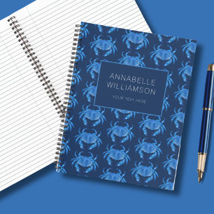 Blue Crab Seaside Ocean pattern Notebook