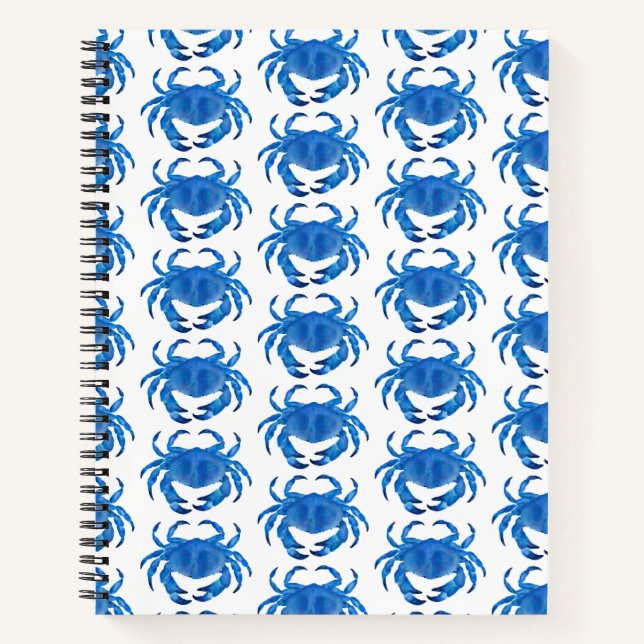Blue Crab Seaside Ocean pattern Notebook (Front)