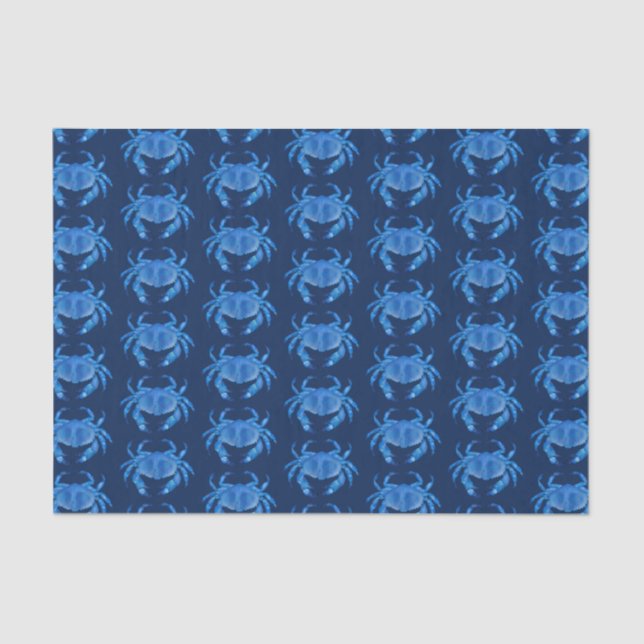 Blue Crab Seaside Ocean pattern Tissue Paper (Front)