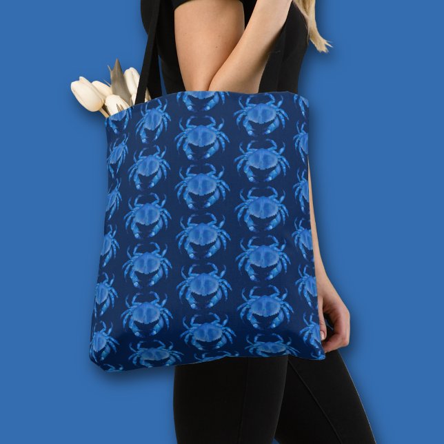 Blue Crab Seaside Ocean pattern Tote Bag (Blue crab all over print tote bag)