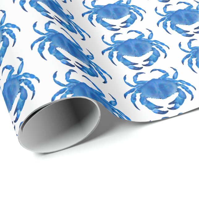 Blue Crab Seaside Ocean pattern Wrapping Paper (Roll Corner)