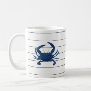 Blue Crab Shiplap Coastal Coffee Mug