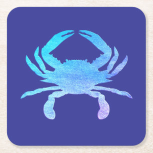 Blue Crab Square Paper Coaster
