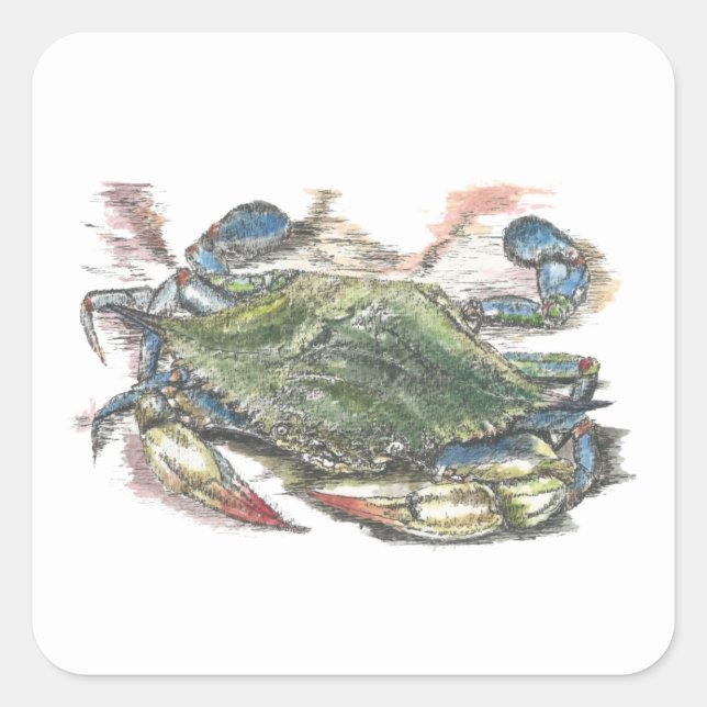 Blue Crab Square Sticker (Front)