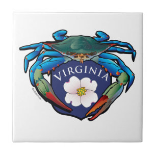 Blue Crab Virginia Dogwood Crest Tile