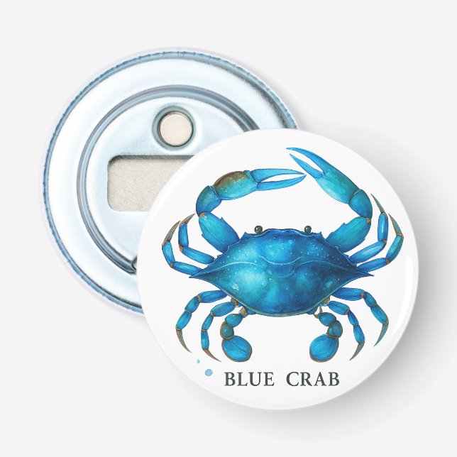 Blue Crab Watercolor Art - Coastal Sea Life  Bottle Opener (Front)