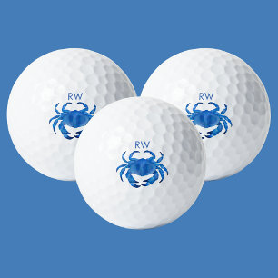 Blue Crab Watercolor Personalised Golf Balls