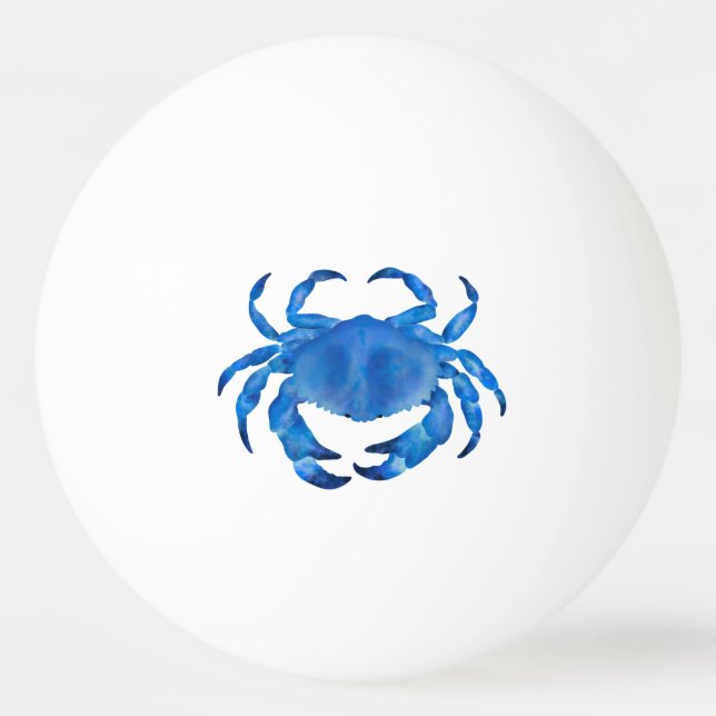 Blue Crab Watercolor Ping Pong Ball (Front)