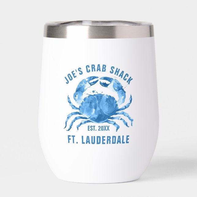 Blue Crab Watercolors Illustration Custom Text (Back)