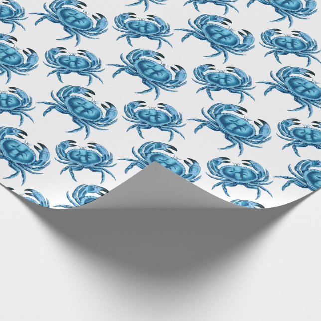 Blue Crabs Classic Seaside Pattern Wrapping Paper (Corner)