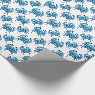 Blue Crabs Coastal Seafood Wrapping Paper