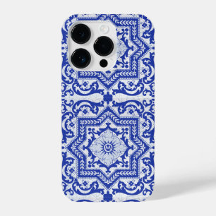 Blue Cracked Ceramic Style Azulejo Vintage iPhone 14 Pro Case