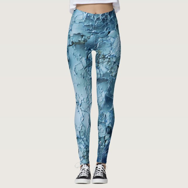 Blue Cracked Texture Leggings (Front)