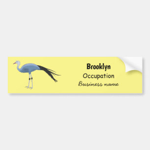 Blue crane bird cartoon illustration bumper sticker