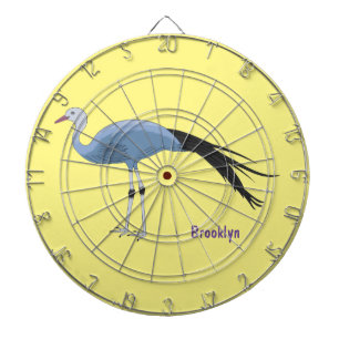 Blue crane bird cartoon illustration dartboard