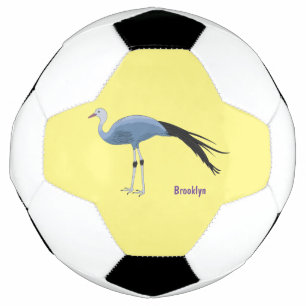 Blue crane bird cartoon illustration football