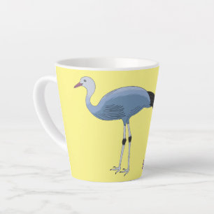 Blue crane bird cartoon illustration latte mug