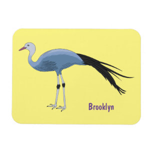 Blue crane bird cartoon illustration  magnet