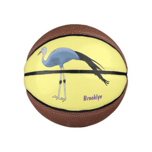 Blue crane bird cartoon illustration mini basketball