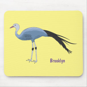 Blue crane bird cartoon illustration mouse mat