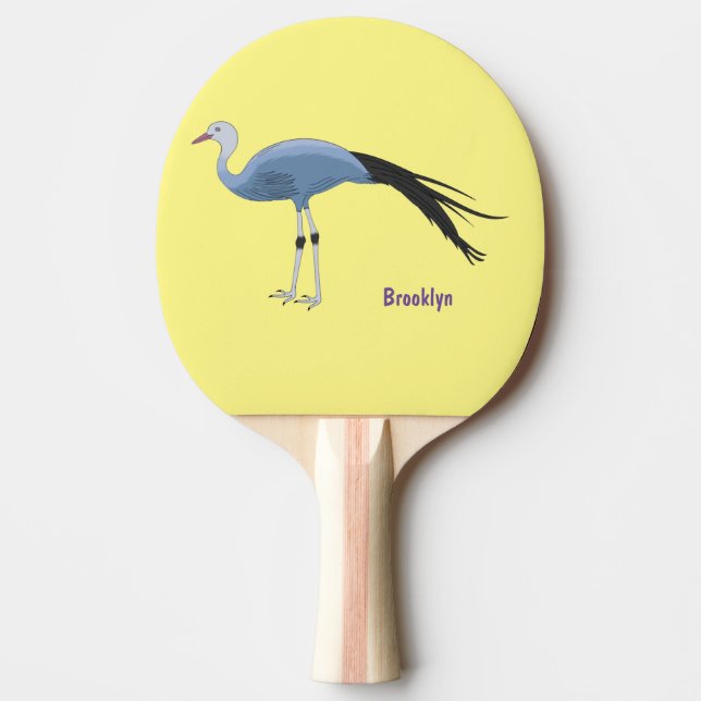 Blue crane bird cartoon illustration ping pong paddle (Front)