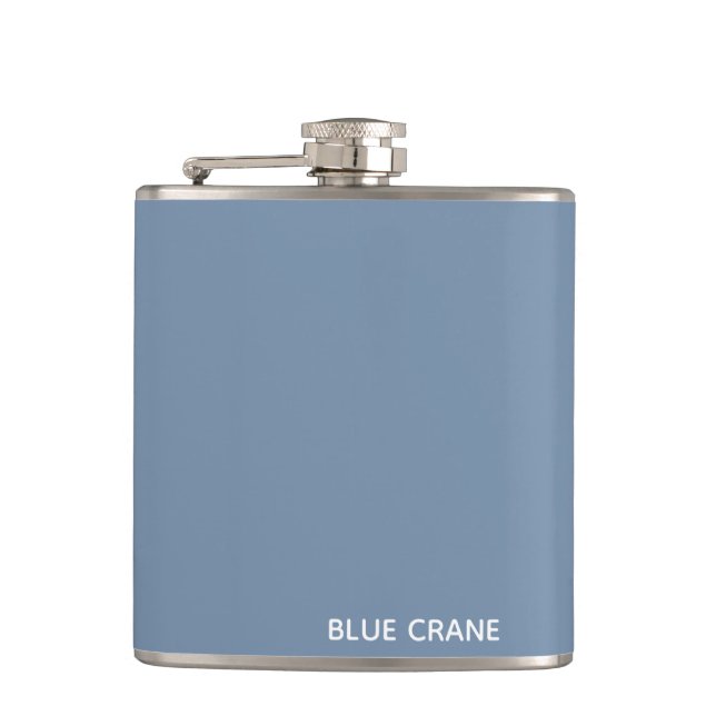 Blue Crane blue colour name Hip Flask (Front)