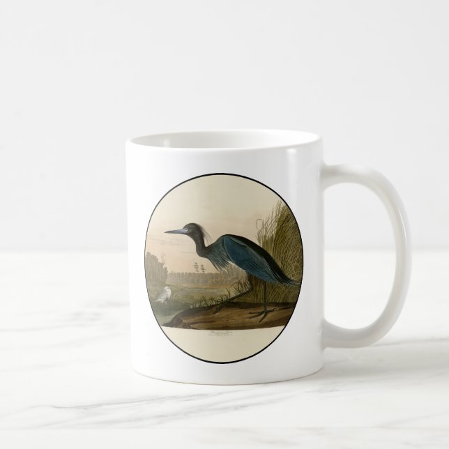 Blue Crane Heron Audubon Painting Coffee Mug (Right)