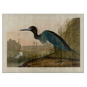 Blue Crane Heron Audubon Painting Cutting Board