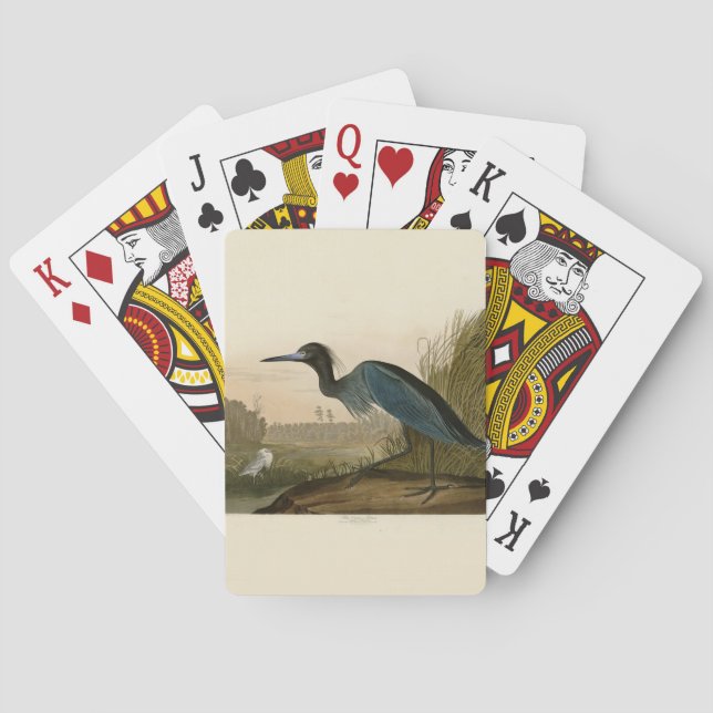 Blue Crane Heron Audubon Painting Playing Cards (Back)