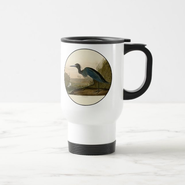 Blue Crane Heron Audubon Painting Travel Mug (Right)