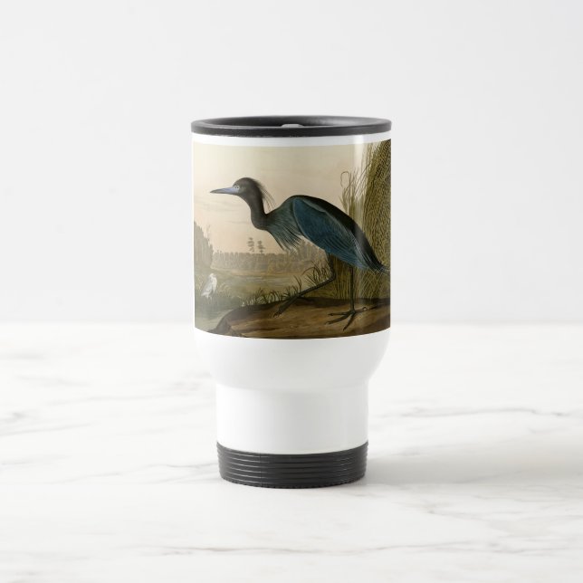 Blue Crane Heron Audubon Painting Travel Mug (Center)