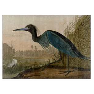 Blue Crane Heron Audubon Print Coastal Art Cutting Board