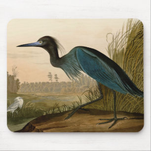 Blue Crane Heron Audubon Print Coastal Art Mouse Mat