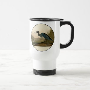 Blue Crane Heron Audubon Print Coastal Art Travel Mug