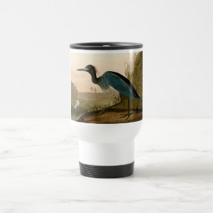 Blue Crane Heron Audubon Print Coastal Art Travel Mug