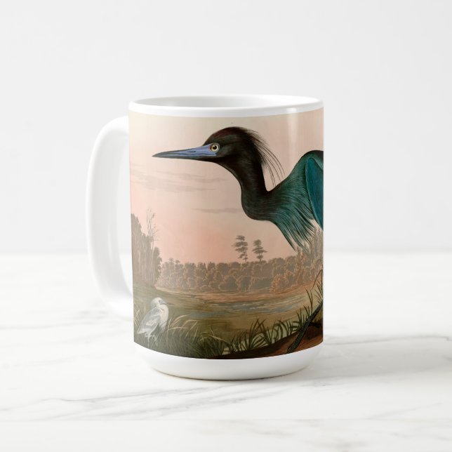 Blue Crane or Heron Birds of America Audubon Print Coffee Mug (Front Left)