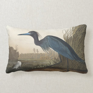 Blue Crane or Heron from Birds of America Lumbar Cushion